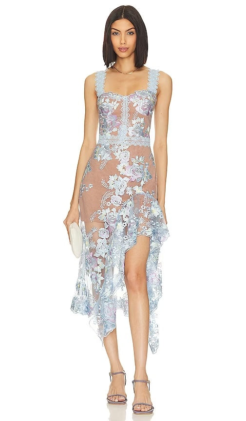 Bronx and Banco Eva Floral Lace Midi Dress