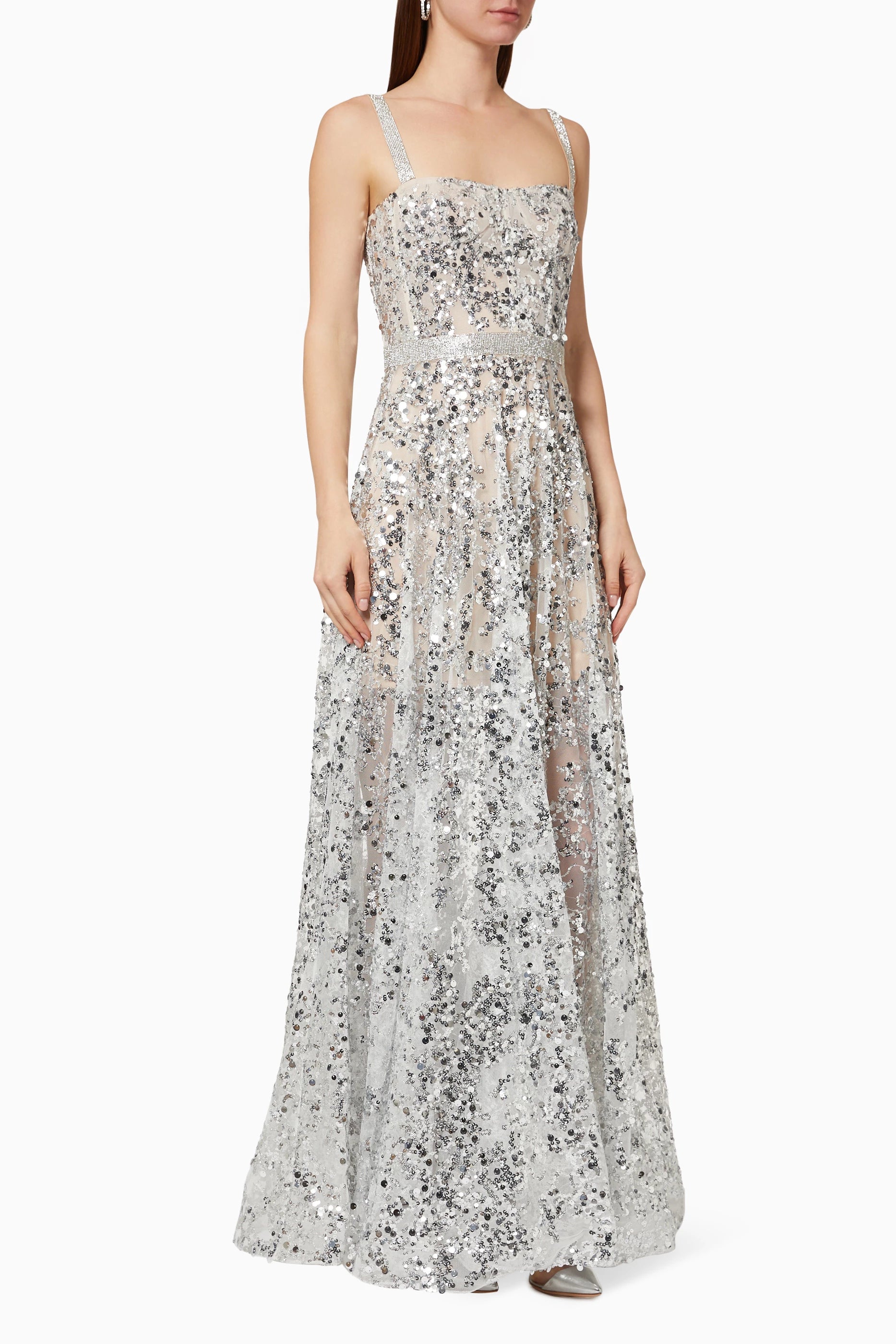 bronx and banco silver dress Shimmering elegance designed to make a statement. Spotlight on the Allegra Silver Sequin Maxi Dress., , #BRONXANDBANCO #BBWorld