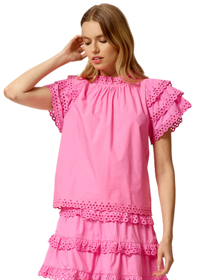 Eyelet Trimmed Top