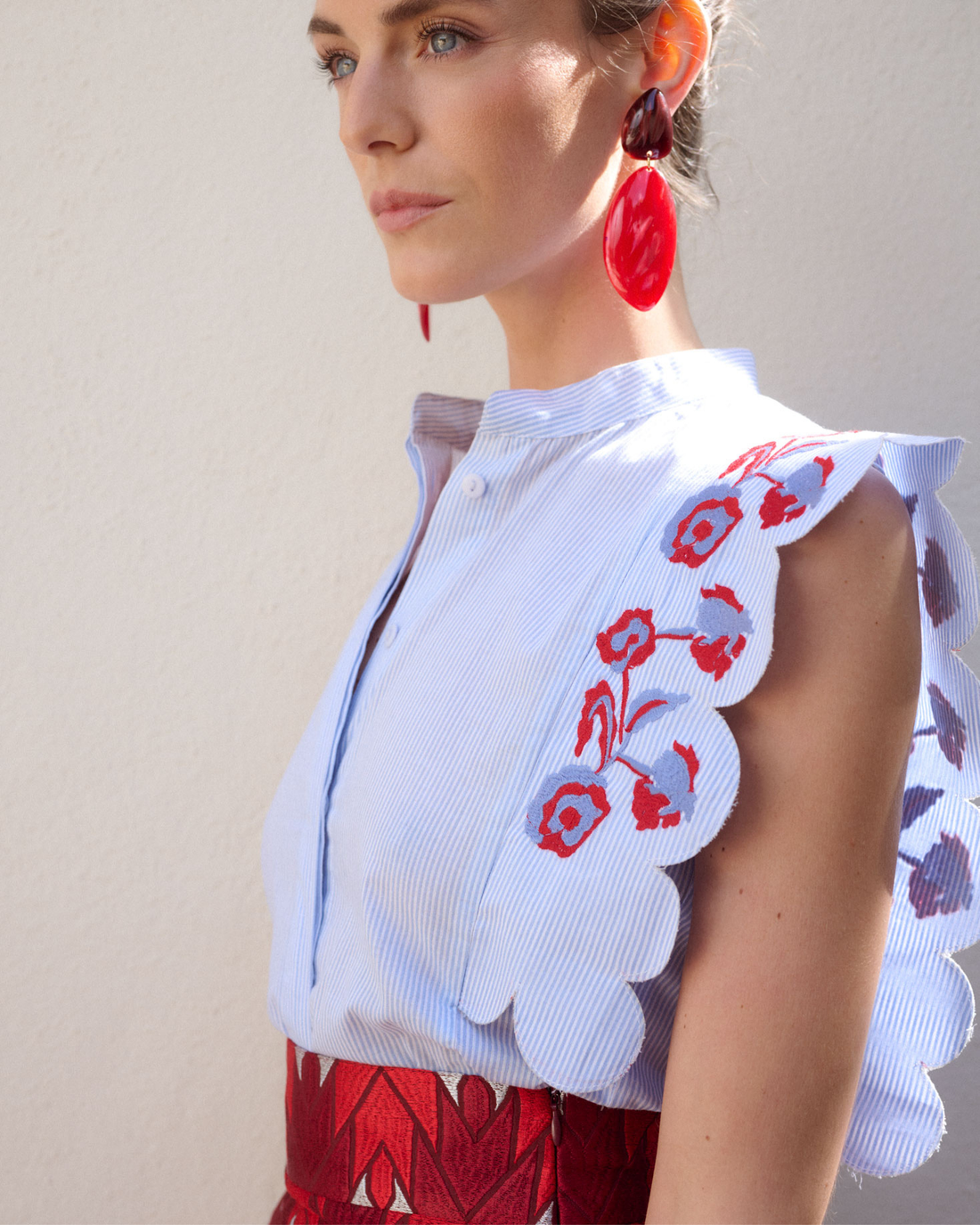 Anna Embroidered Blue Shirt