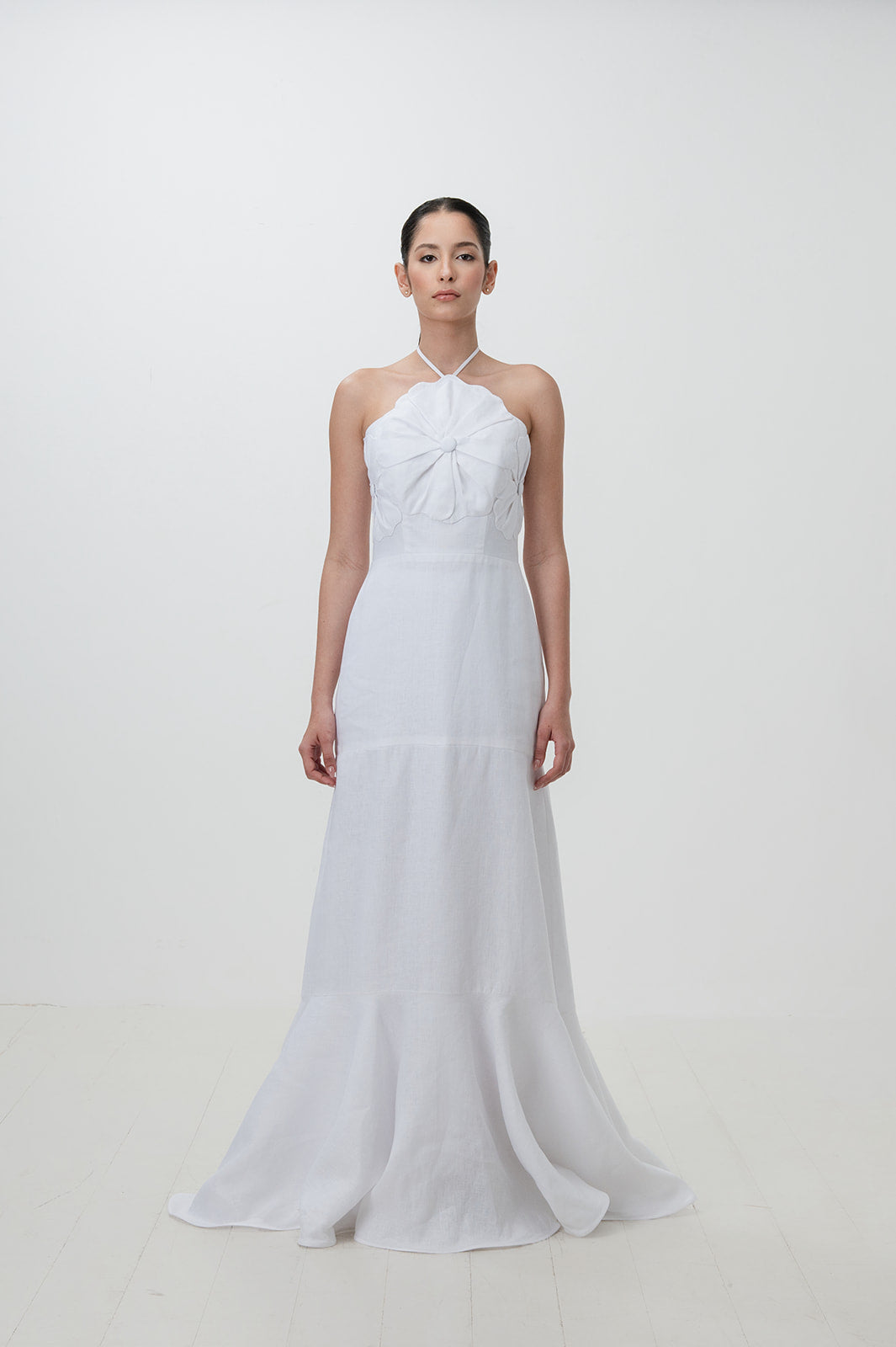 Cayena Bloom Linen Halter Maxi Gown