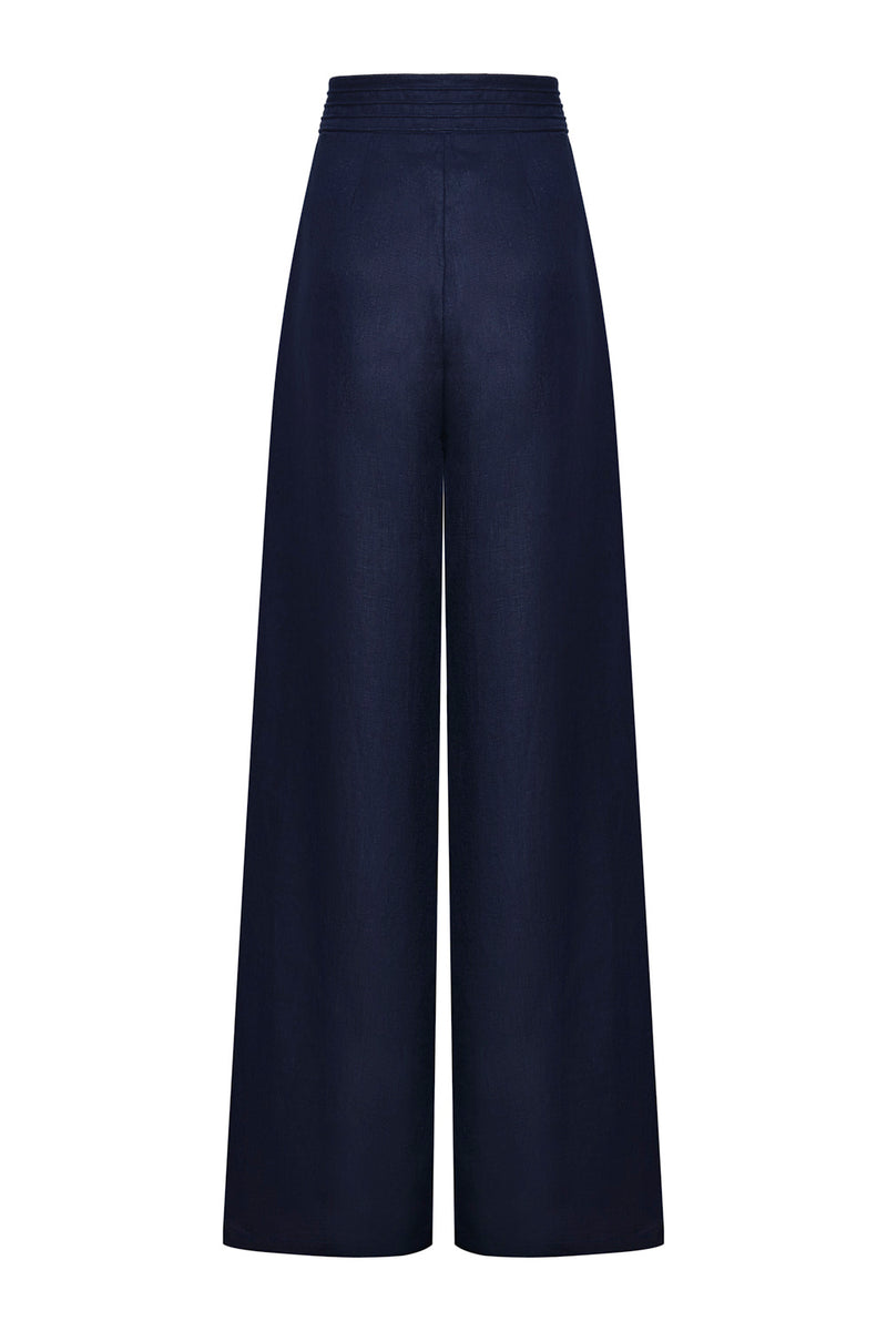 Burgos Embroidered Pants Navy Blue