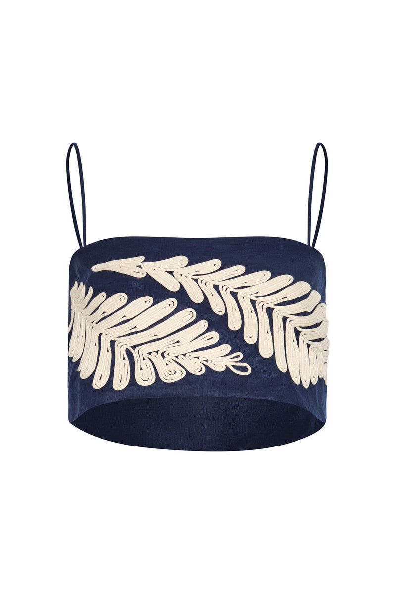 Notre Dame Embroidered Crop Top Navy