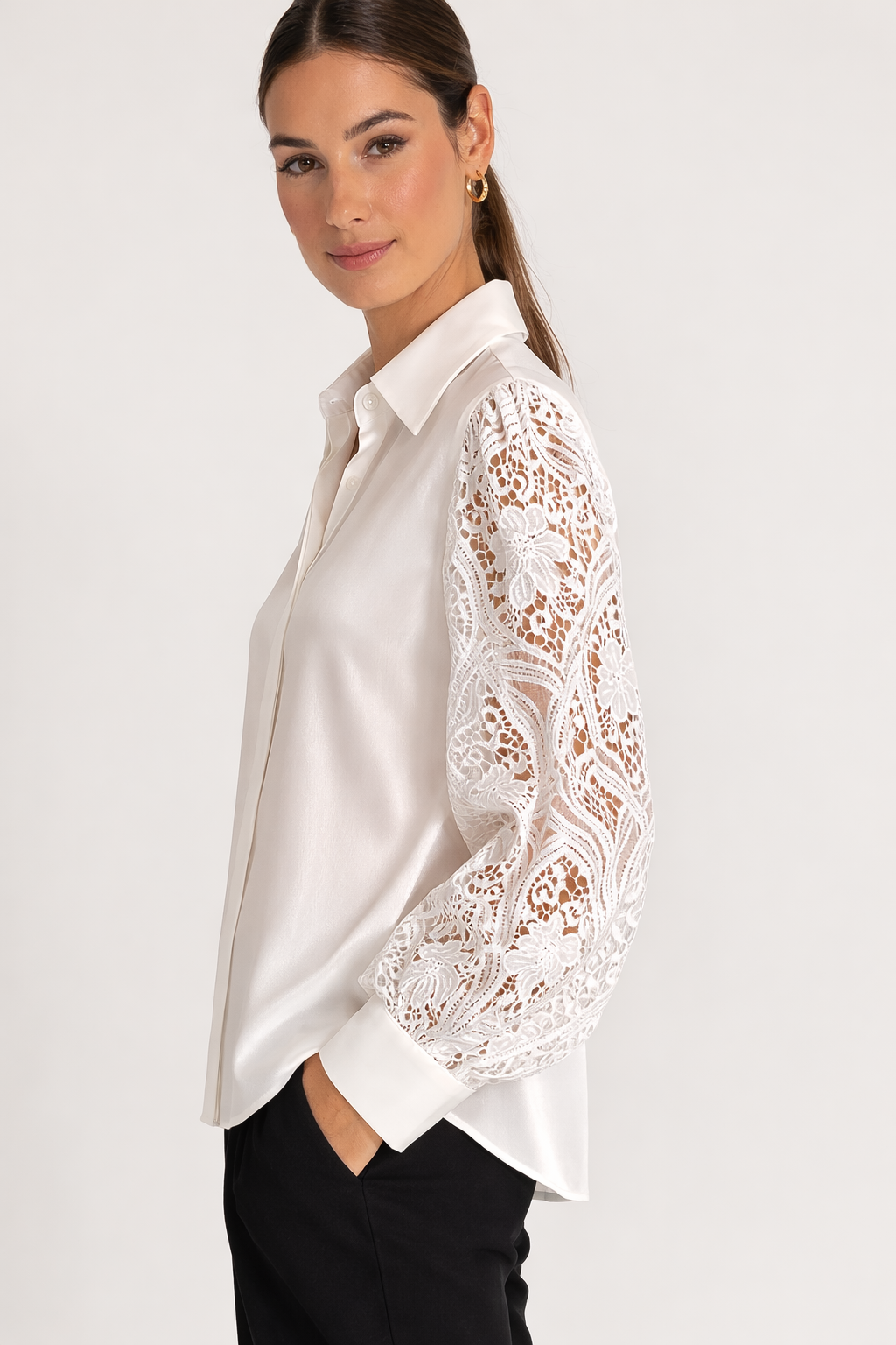 Ivory Lace Sleeve Blouse