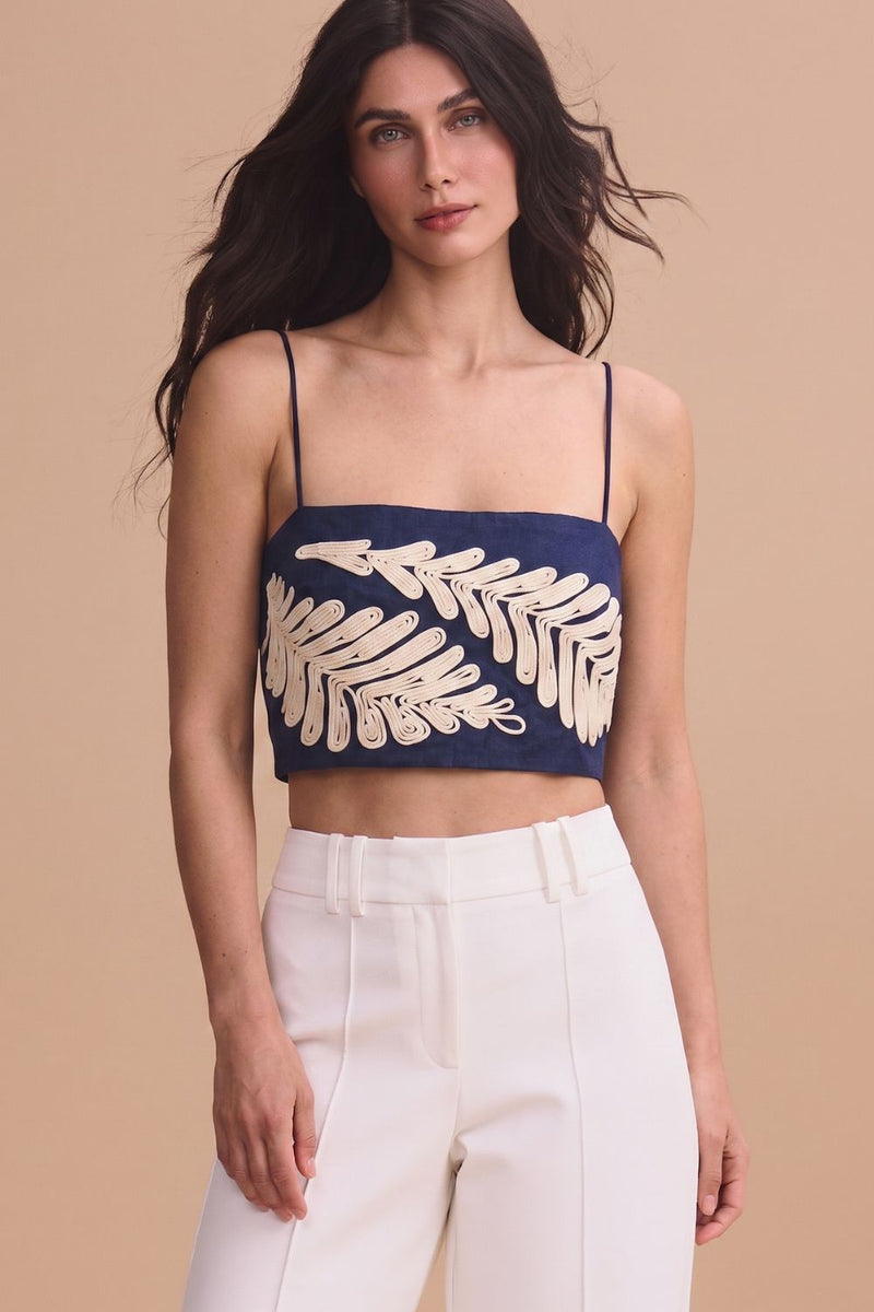 Notre Dame Embroidered Crop Top Navy
