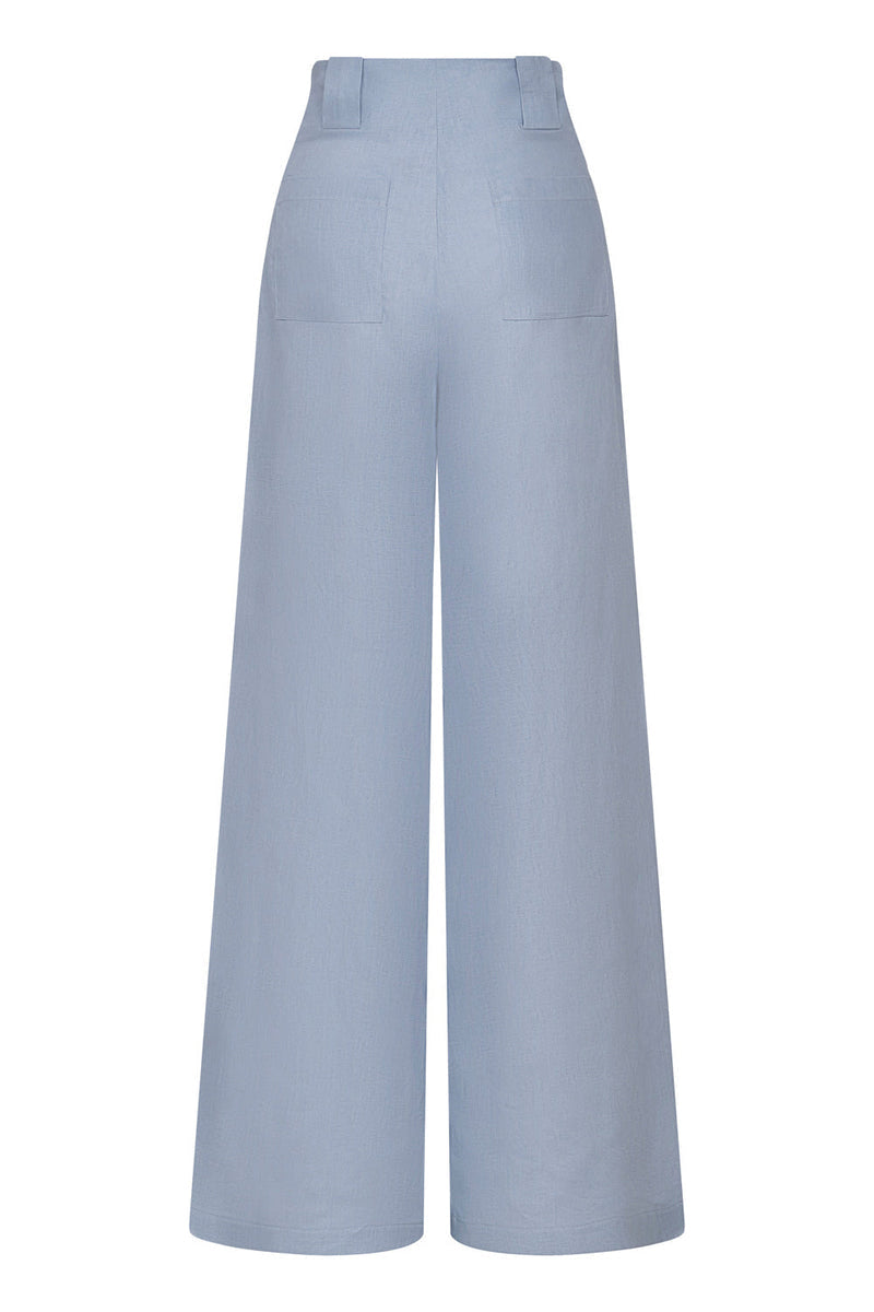 New Paulette Pants Dusty Blue Linen