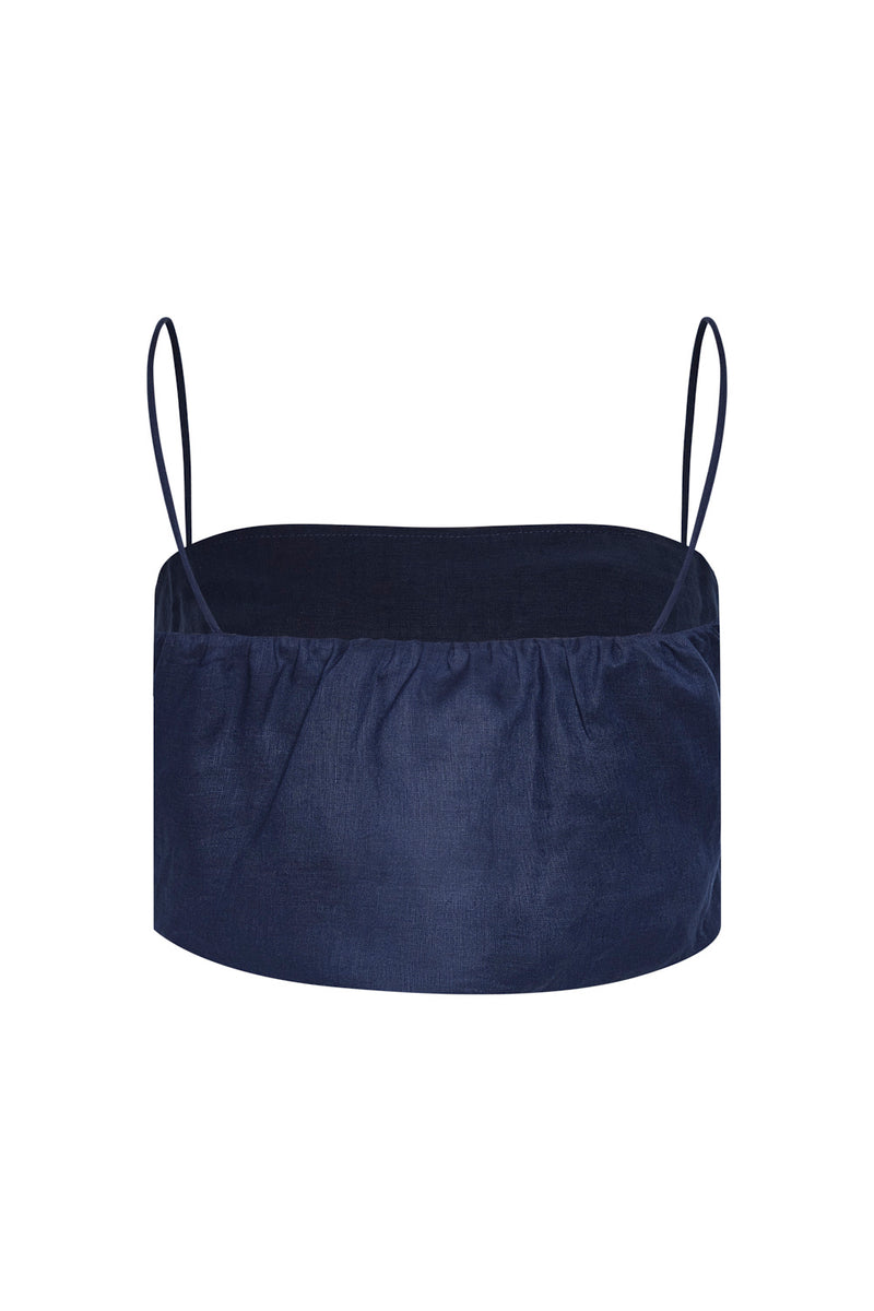 Notre Dame Embroidered Crop Top Navy