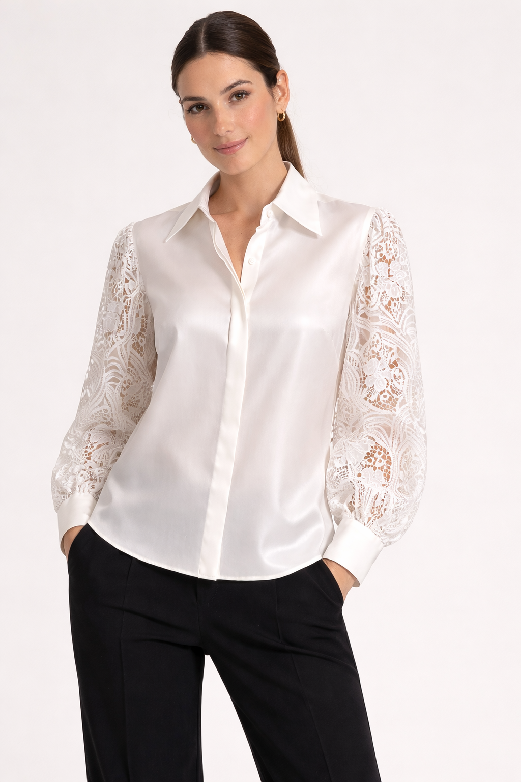 Ivory Lace Sleeve Blouse