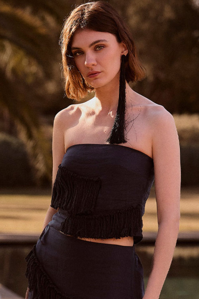 Crop top Caronte Bordado Azul Navy