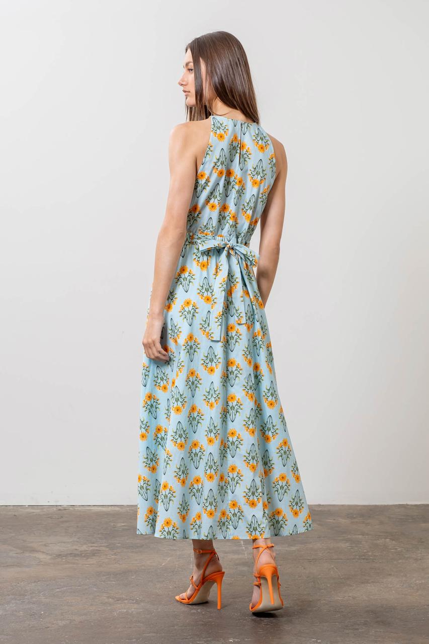 Floral Print Halter Midi Dress
