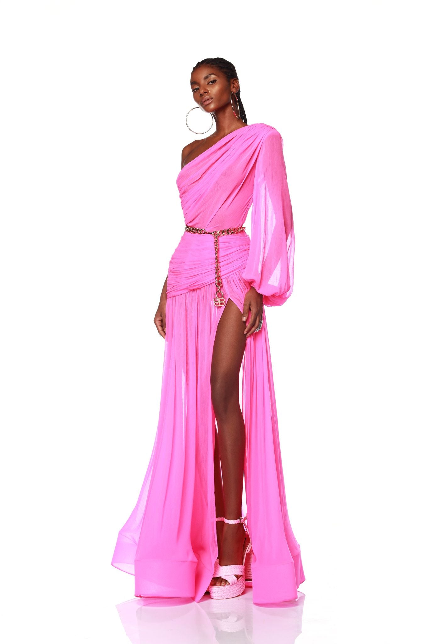 Jafari One Sleeve Pink Gown