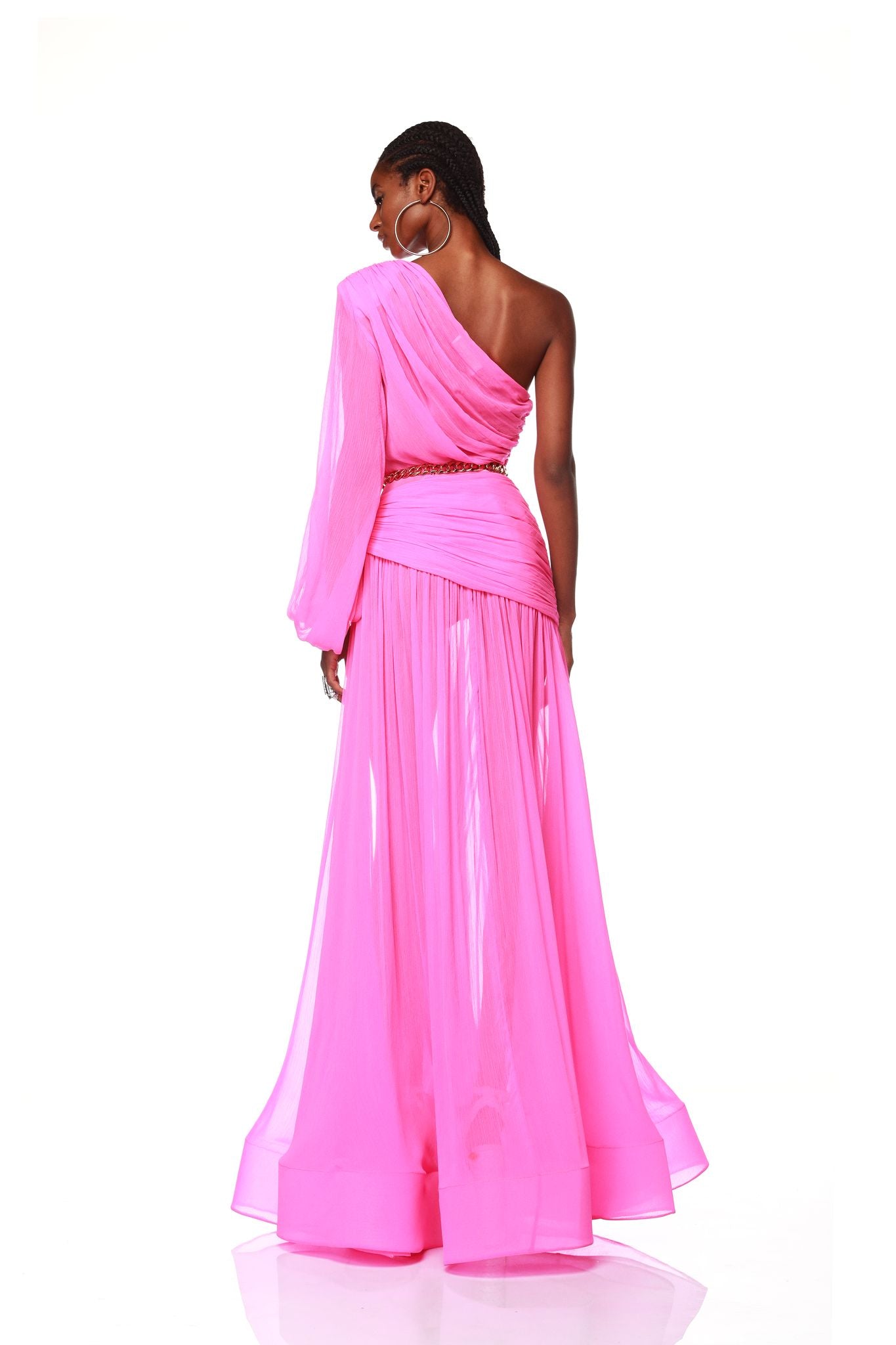 Jafari One Sleeve Pink Gown