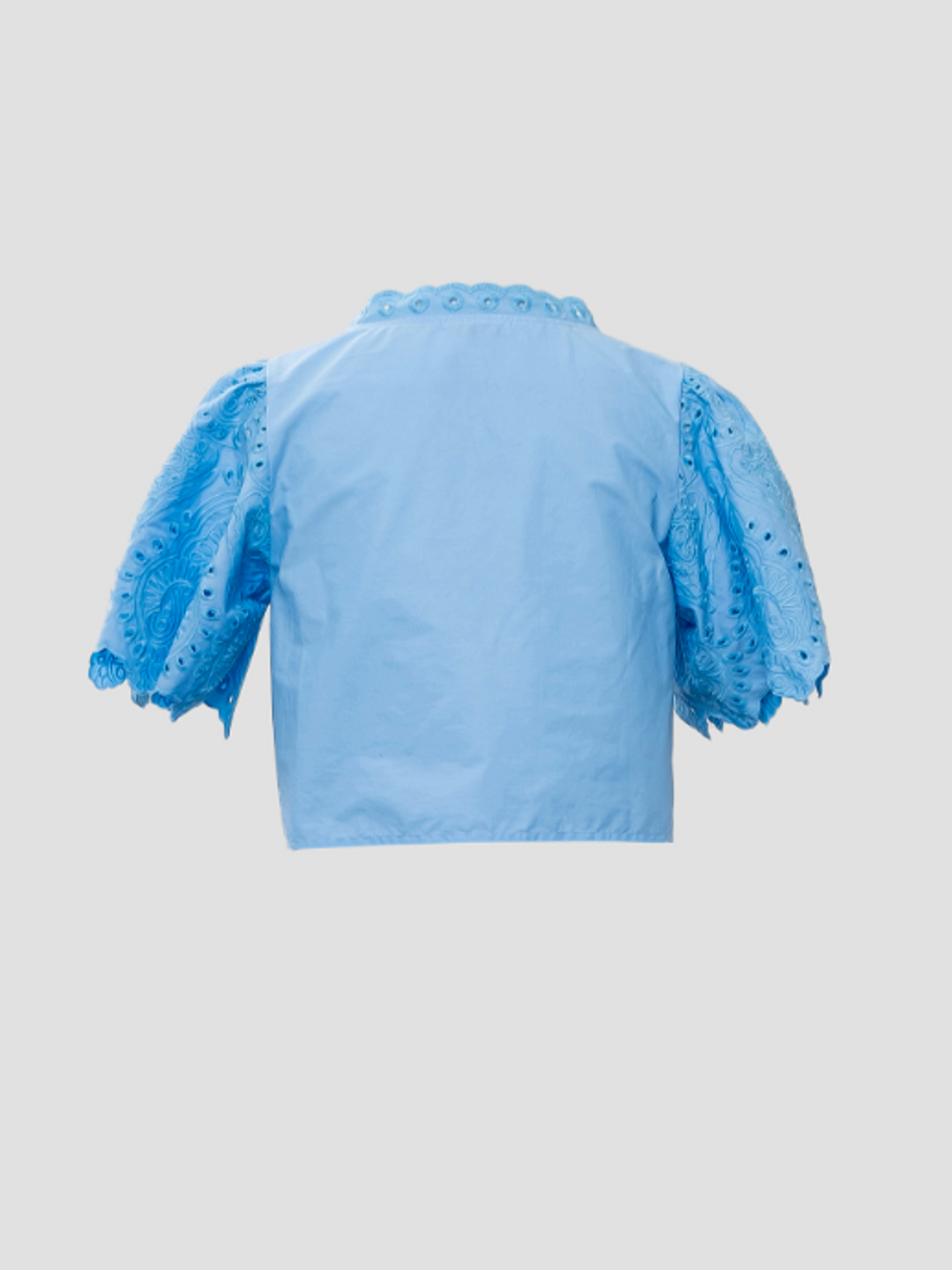 Puff Sleeve Eyelet Top with Front Ties