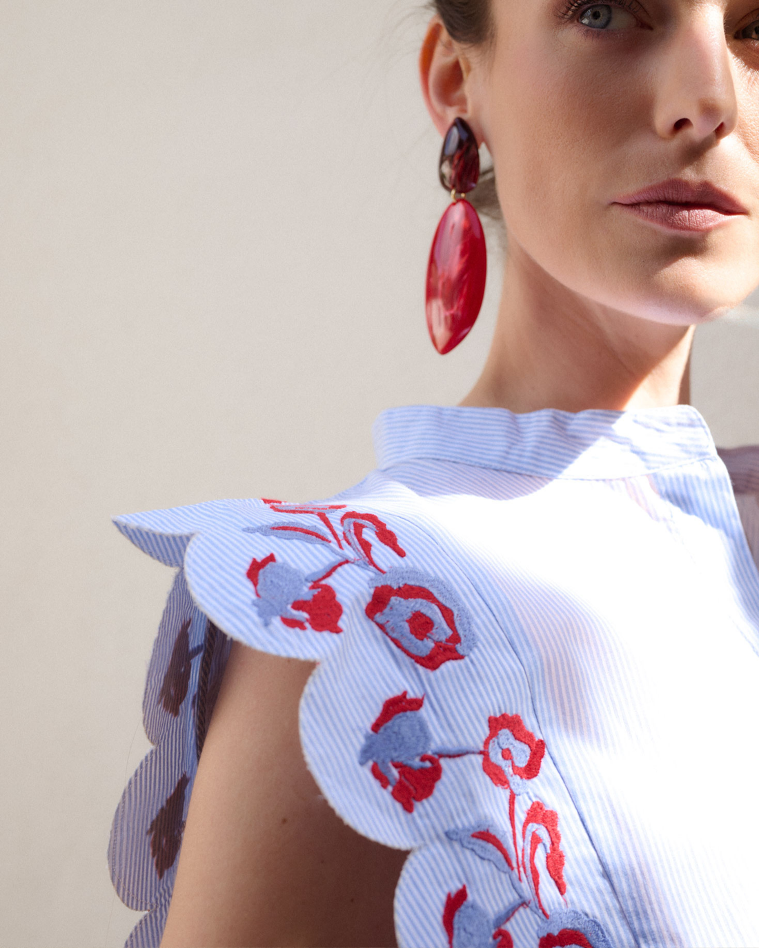 Anna Embroidered Blue Shirt