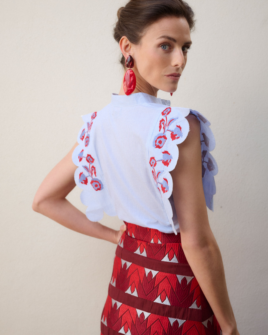Anna Embroidered Blue Shirt