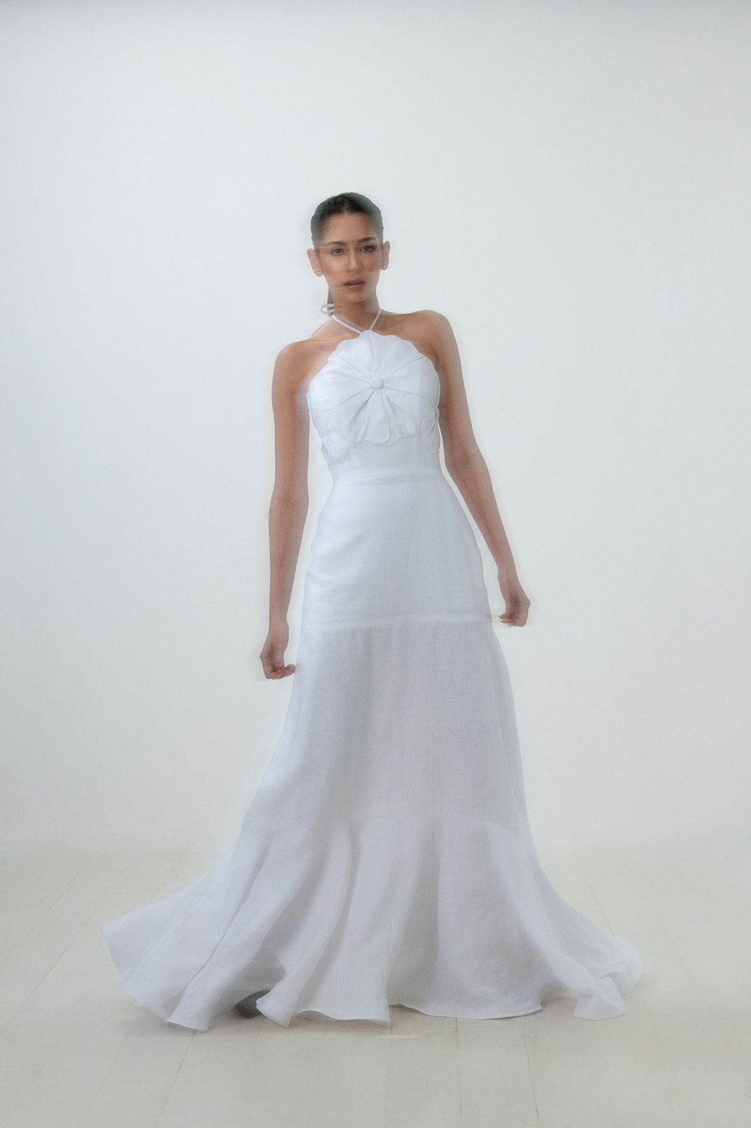 Cayena Bloom Linen Halter Maxi Gown