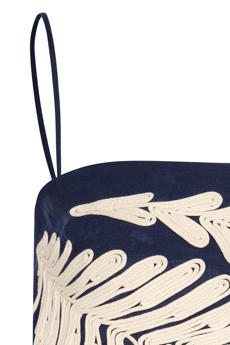 Notre Dame Embroidered Crop Top Navy
