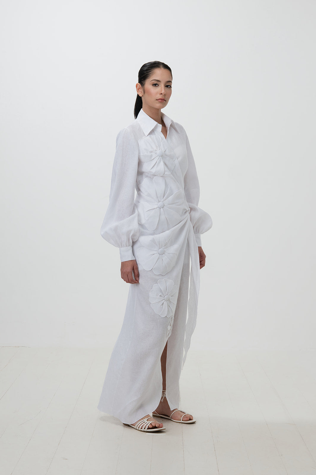 Cayena Bloom Linen Wrap Dress