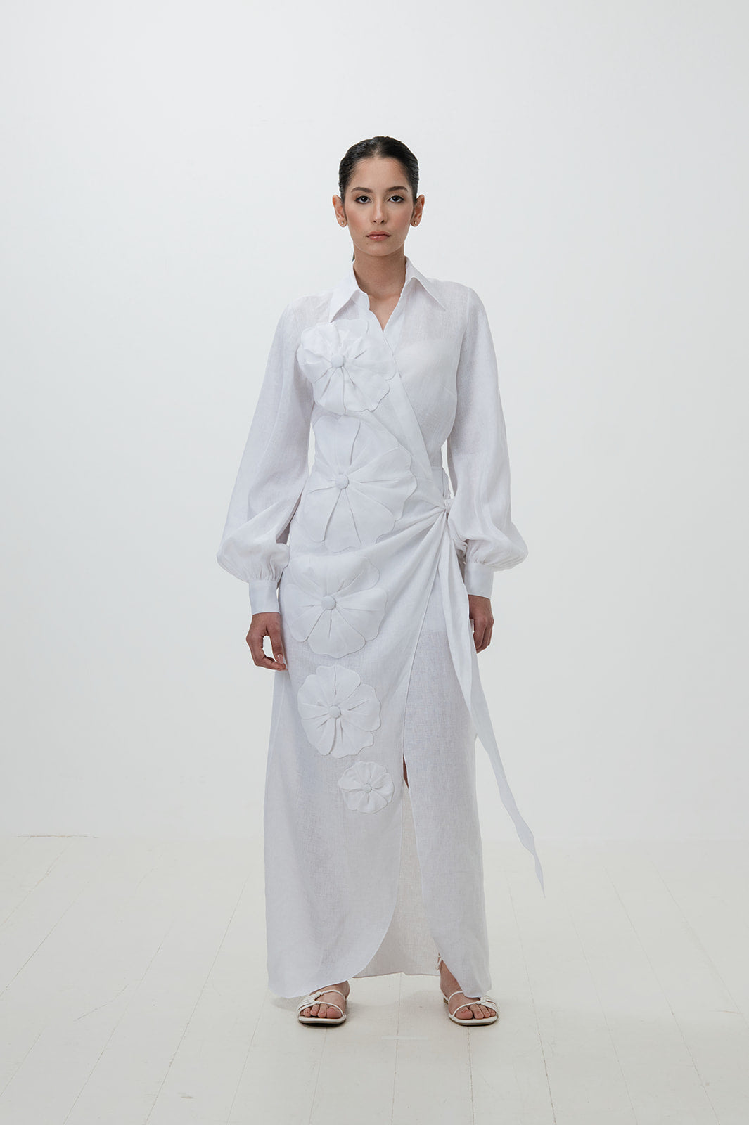 Cayena Bloom Linen Wrap Dress