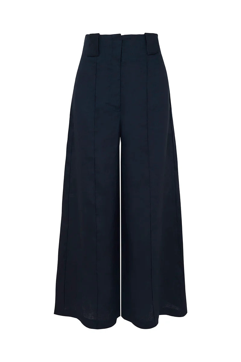 Paulette Linen Navy Pants