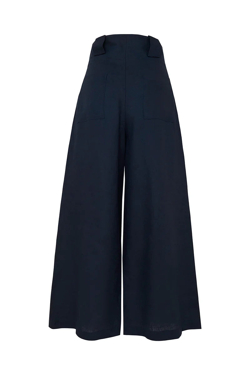 Paulette Linen Navy Pants