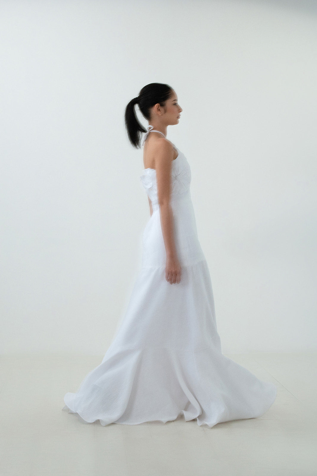 Cayena Bloom Linen Halter Maxi Gown